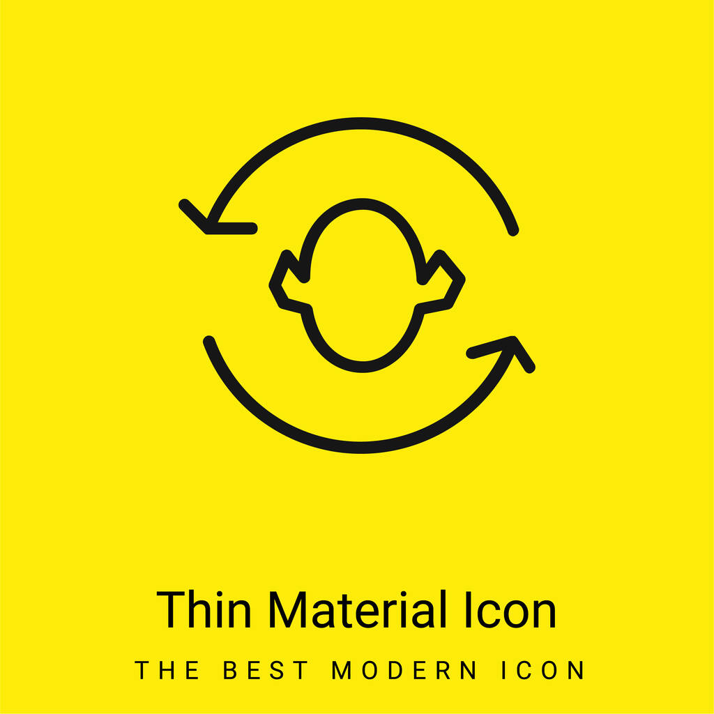 Setas Casal em torno de uma silhueta cabeça mínima amarelo brilhante ícone material - Vetor, Imagem