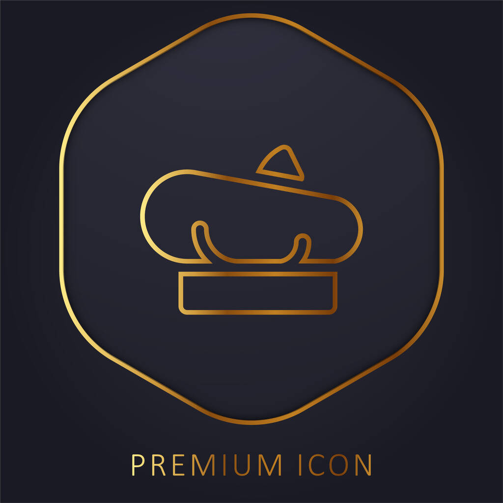 Beret golden line premium logo or icon - Vector, Image