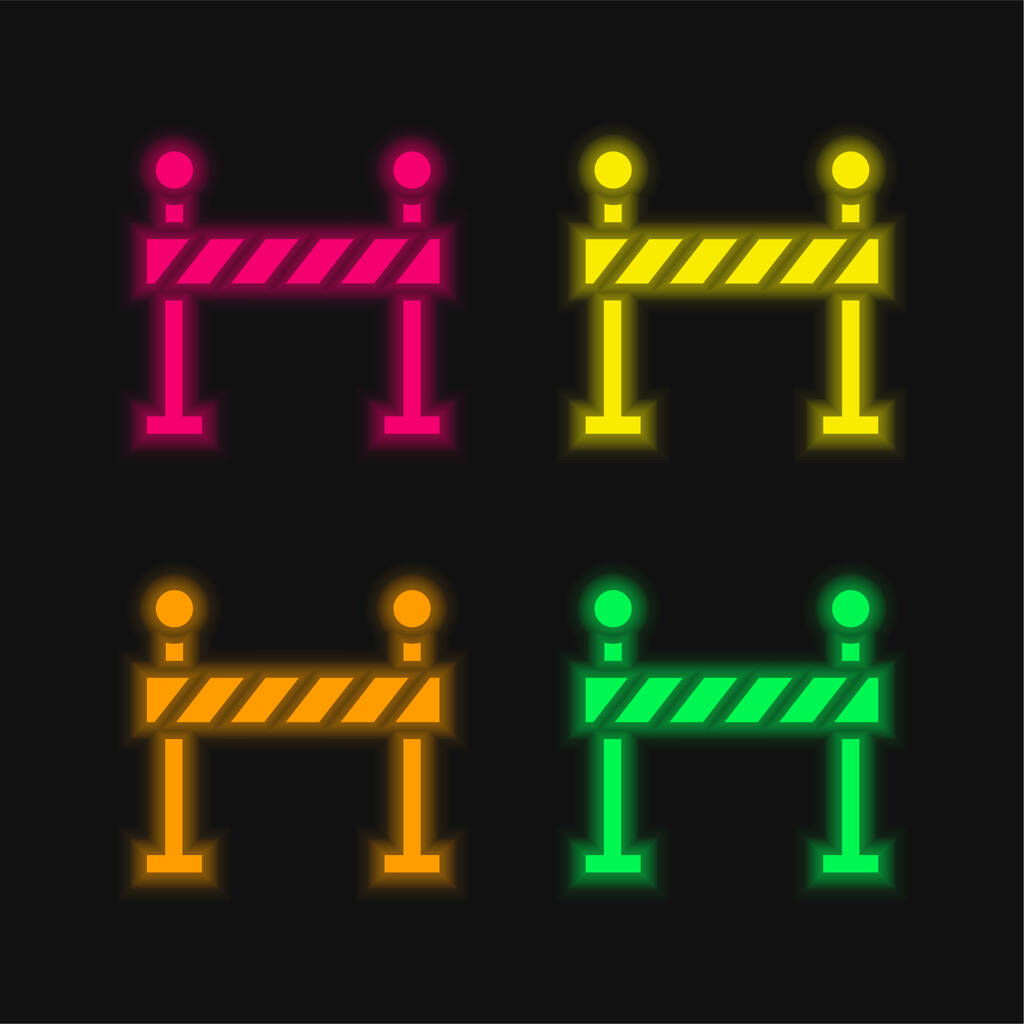 Φράγμα τεσσάρων χρωμάτων λαμπερό εικονίδιο διάνυσμα νέον - Διάνυσμα, εικόνα