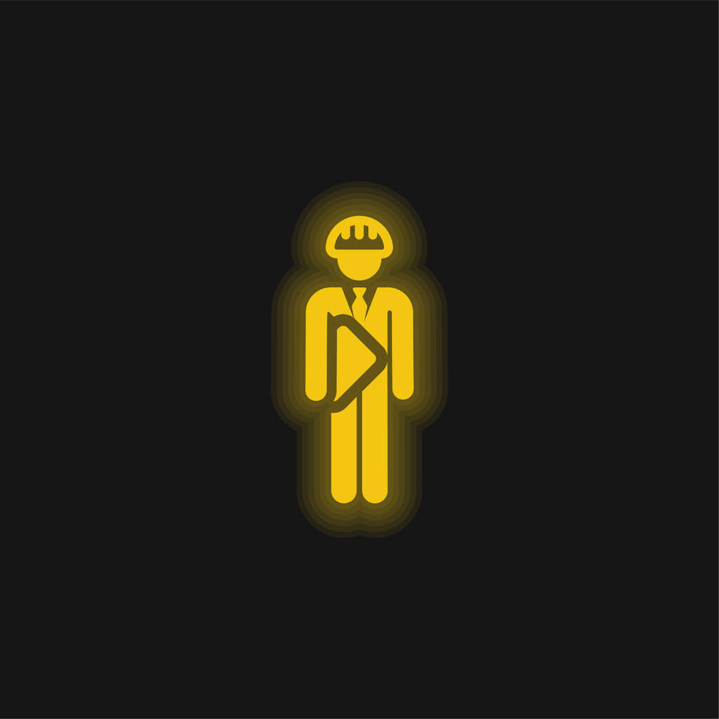 Architecte jaune brillant icône néon - Vecteur, image