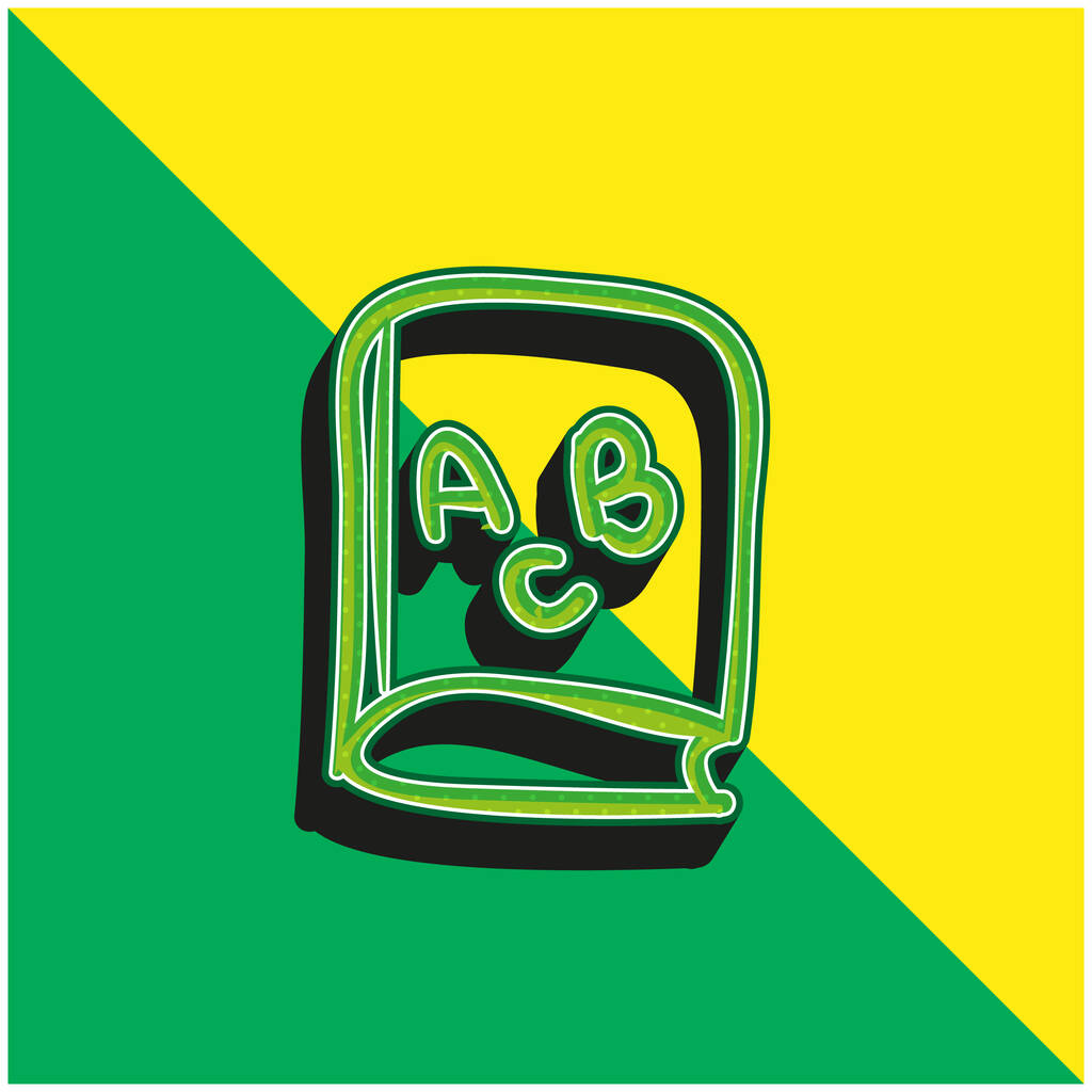 ABC Educational Book Green and yellow modern 3d vector icon logo - Vector, Image