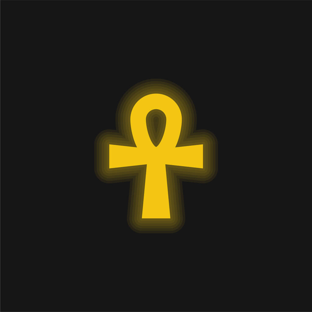 Ankh geel gloeiende neon pictogram - Vector, afbeelding
