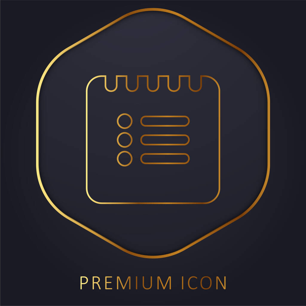 Lista negra Interfaz cuadrada Símbolo de línea dorada logotipo premium o icono - Vector, imagen