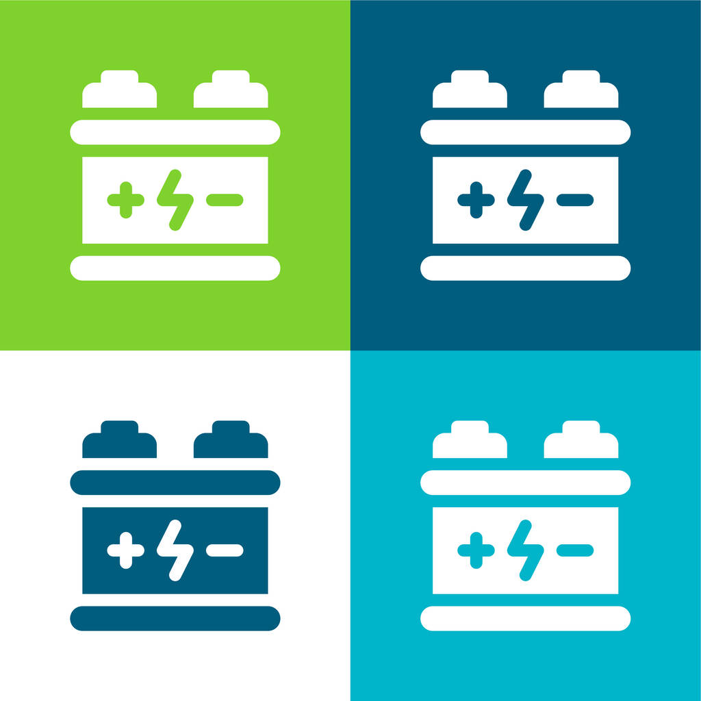 Akkumulátor lakás négy szín minimális ikon készlet - Vektor, kép