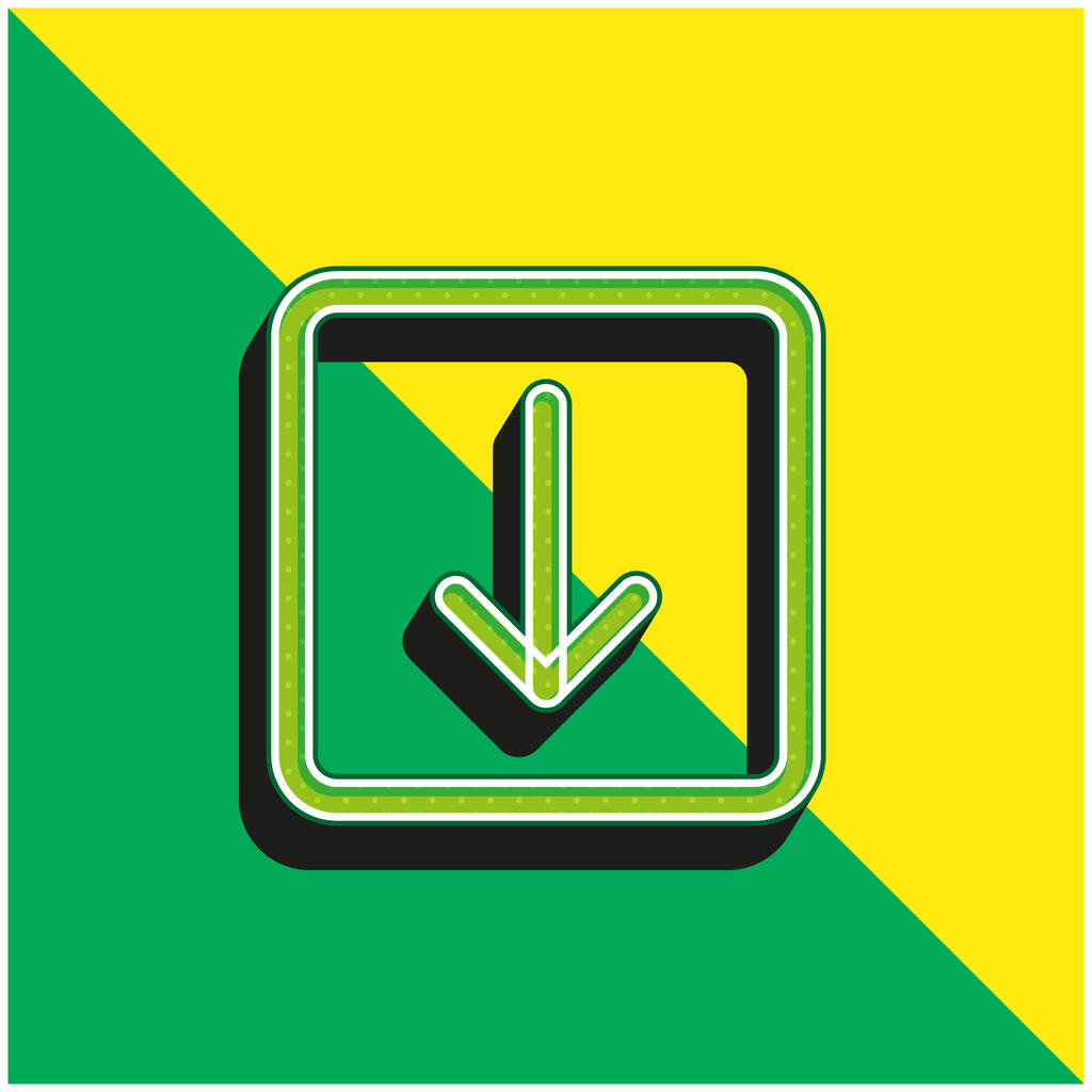 Arrow Down Green and yellow modern 3d vector icon logo - Vector, Image