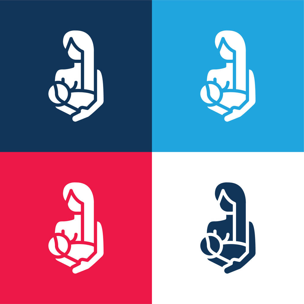 Amamentação azul e vermelho quatro cores conjunto de ícones mínimos - Vetor, Imagem
