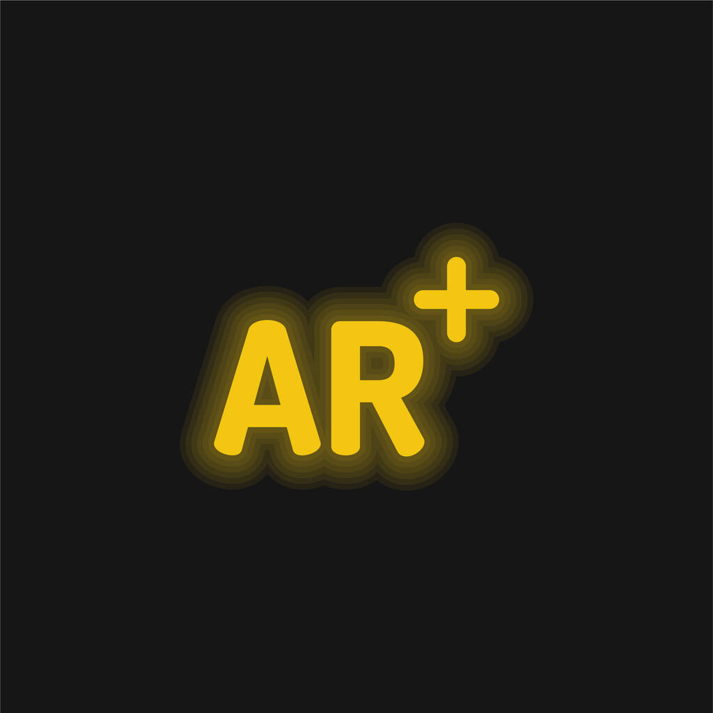 Réalité augmentée jaune brillant icône néon - Vecteur, image