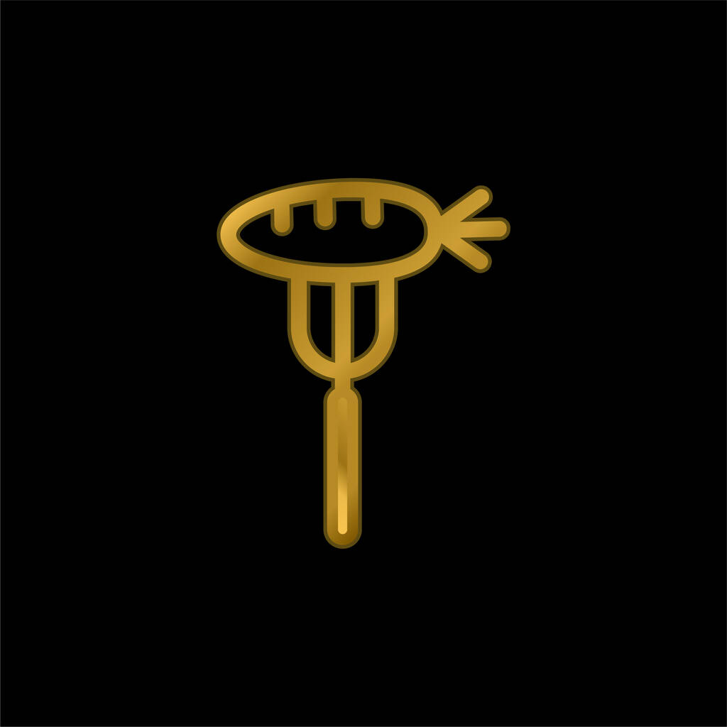 Cenoura bebê em um Fork banhado a ouro ícone metálico ou vetor logotipo - Vetor, Imagem