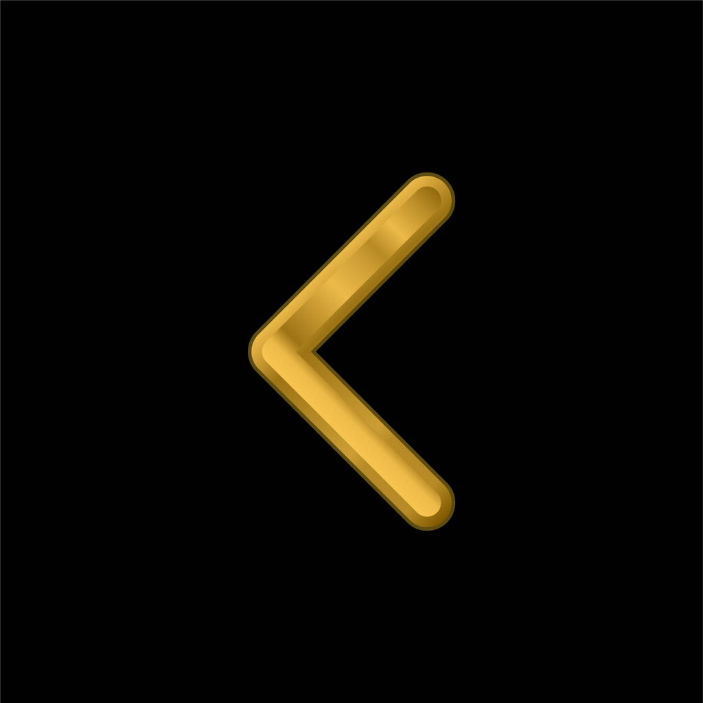 Arrowhead Delgado contorno a la izquierda chapado en oro icono metálico o logo vector - Vector, Imagen