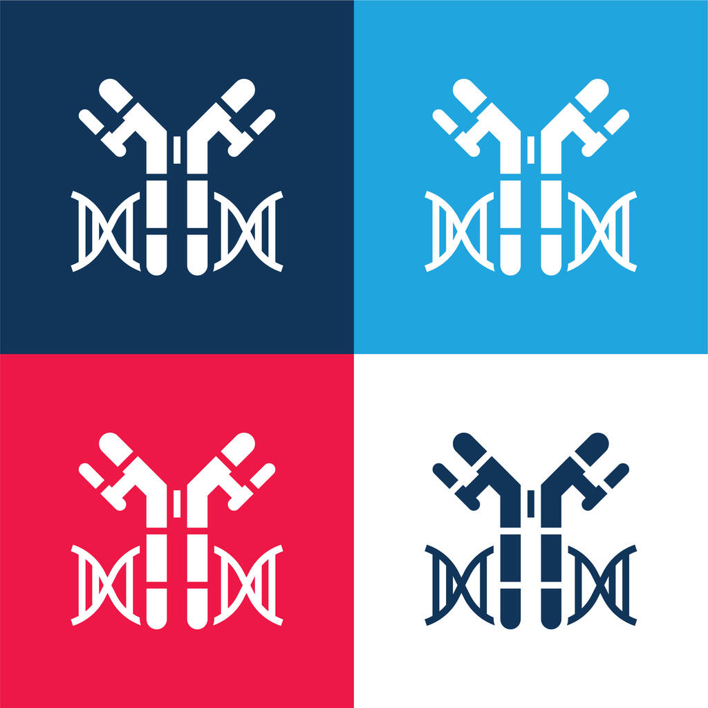 Protilátky modré a červené čtyři barvy minimální ikona nastavena - Vektor, obrázek