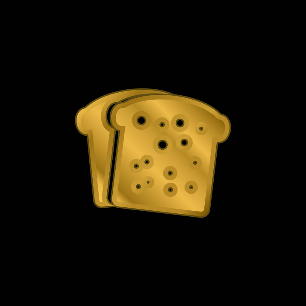 Petit déjeuner pain pain toasts plaqué or icône métallique ou logo vecteur - Vecteur, image