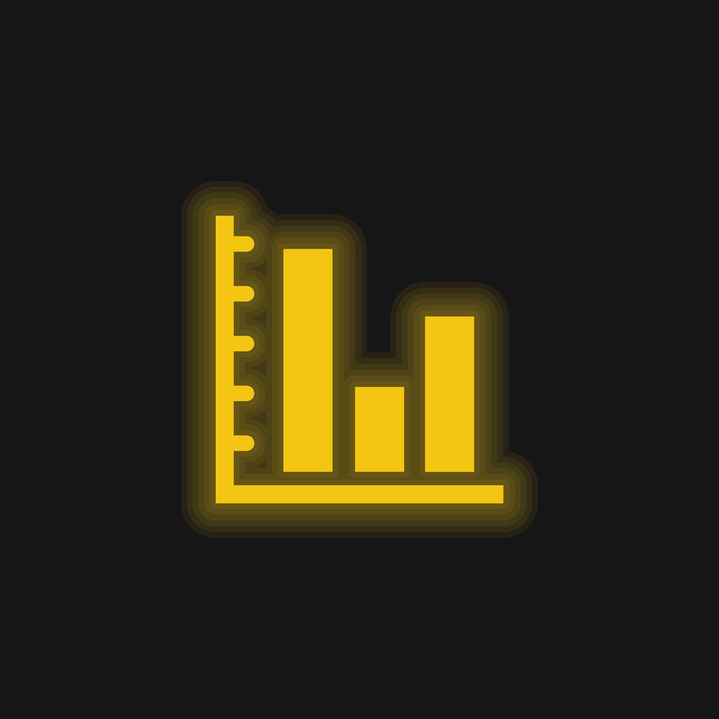 棒ビジネス統計のグラフィック黄色の輝くネオンのアイコン - ベクター画像
