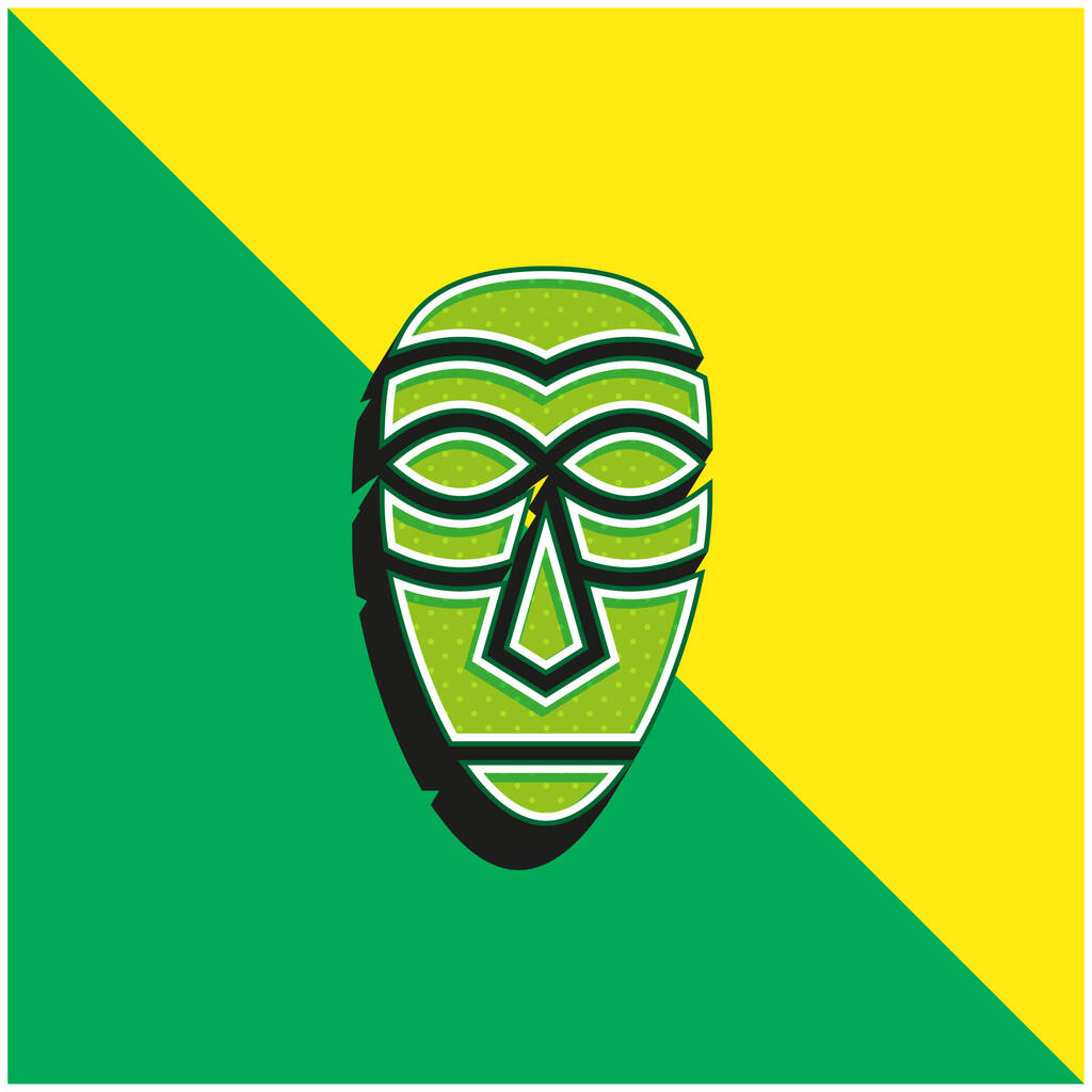 Afrikanische Maske Grünes und gelbes modernes 3D-Vektor-Symbol-Logo - Vektor, Bild