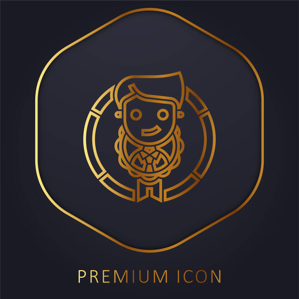 Avaliação linha dourada logotipo premium ou ícone - Vetor, Imagem