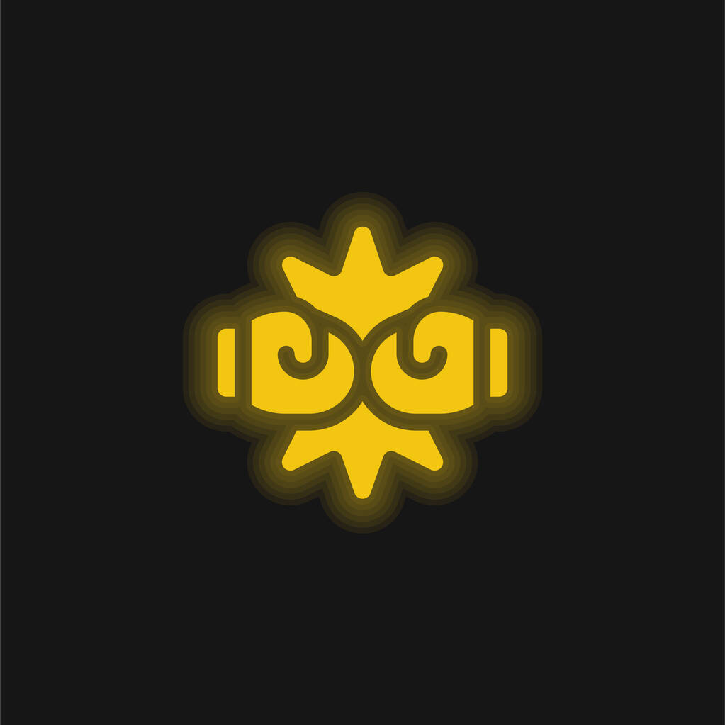 Boxing żółty świecący neon ikona - Wektor, obraz