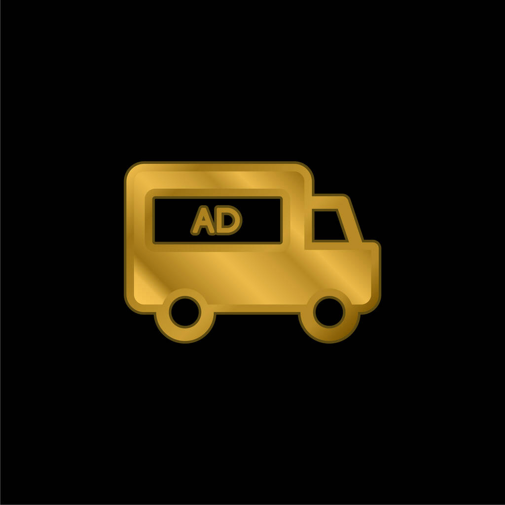 AD Van pozlacená kovová ikona nebo vektor loga - Vektor, obrázek