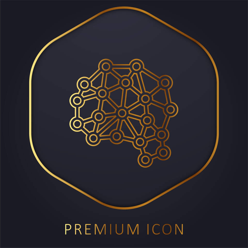 Artificial Intelligence línea dorada logotipo premium o icono - Vector, Imagen