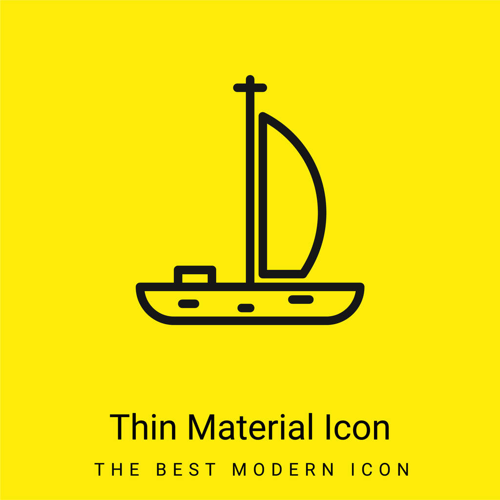 Barco mínimo icono de material amarillo brillante - Vector, imagen