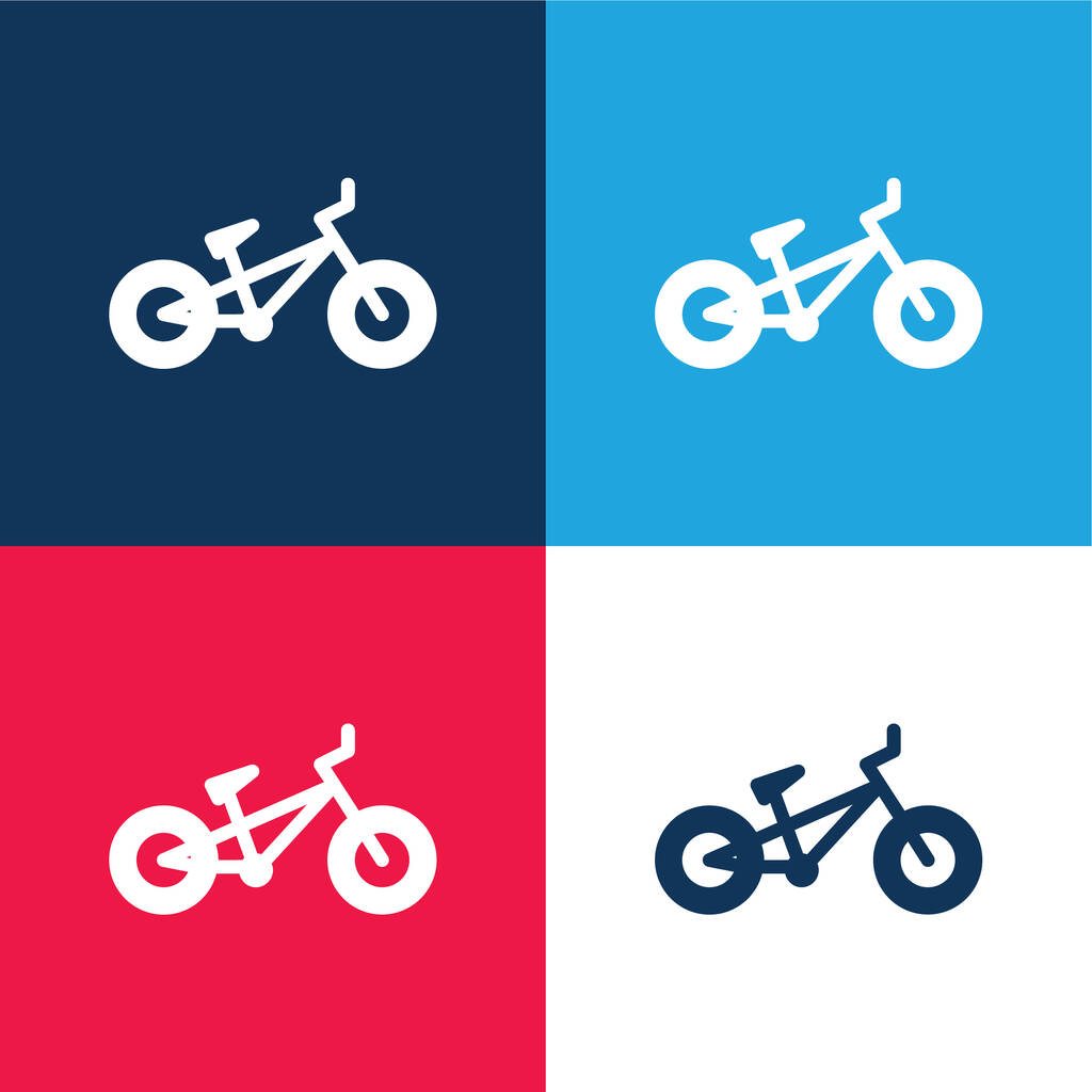 Bmx azul y rojo conjunto de iconos mínimo de cuatro colores - Vector, imagen