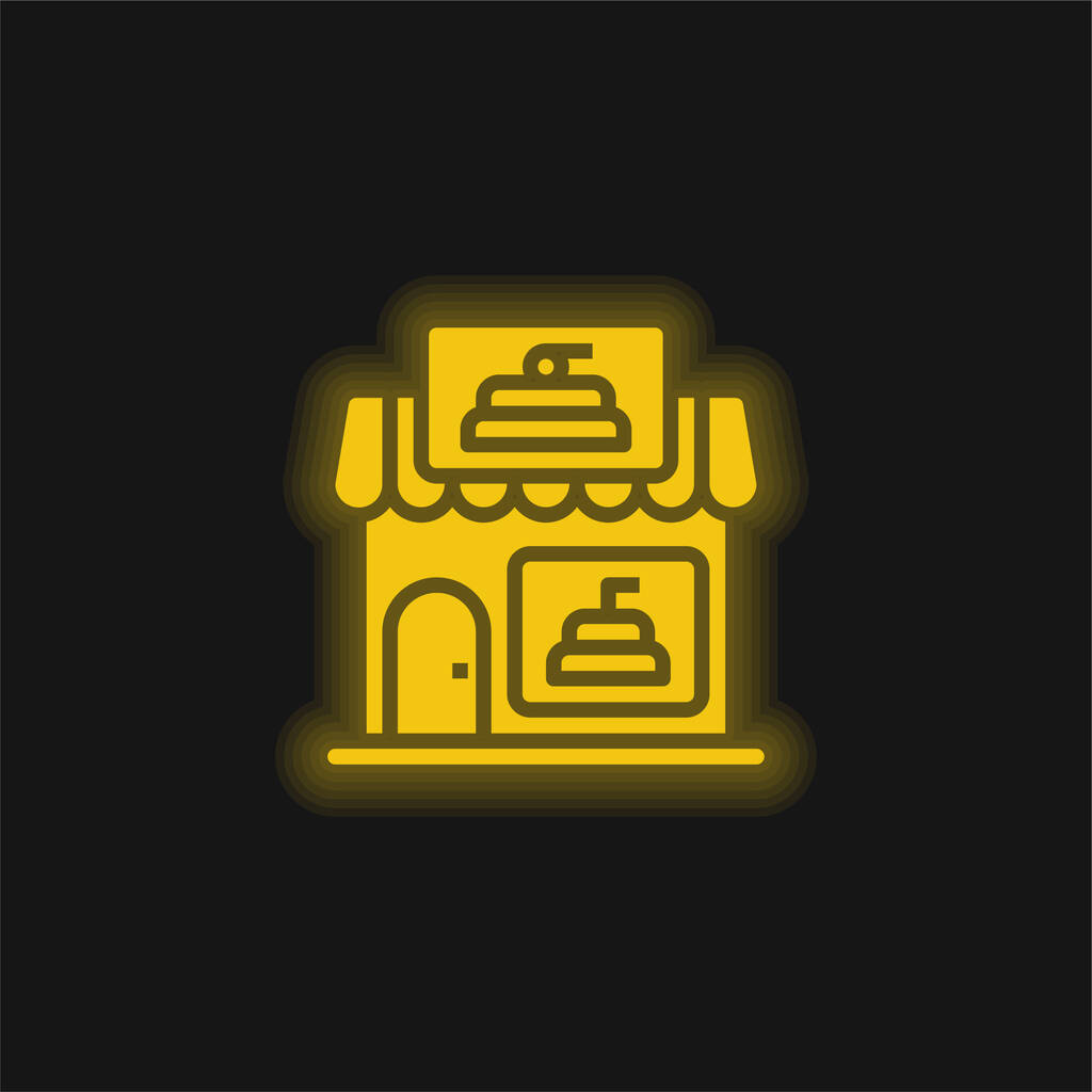 Piekarnia żółta świecąca ikona neonu - Wektor, obraz