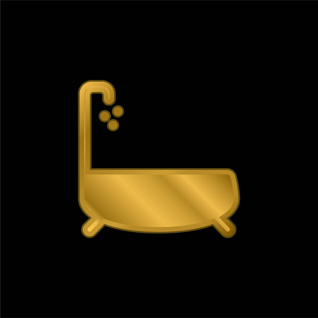 Bañera con agua Goteo de oro plateado icono metálico o logo vector - Vector, imagen