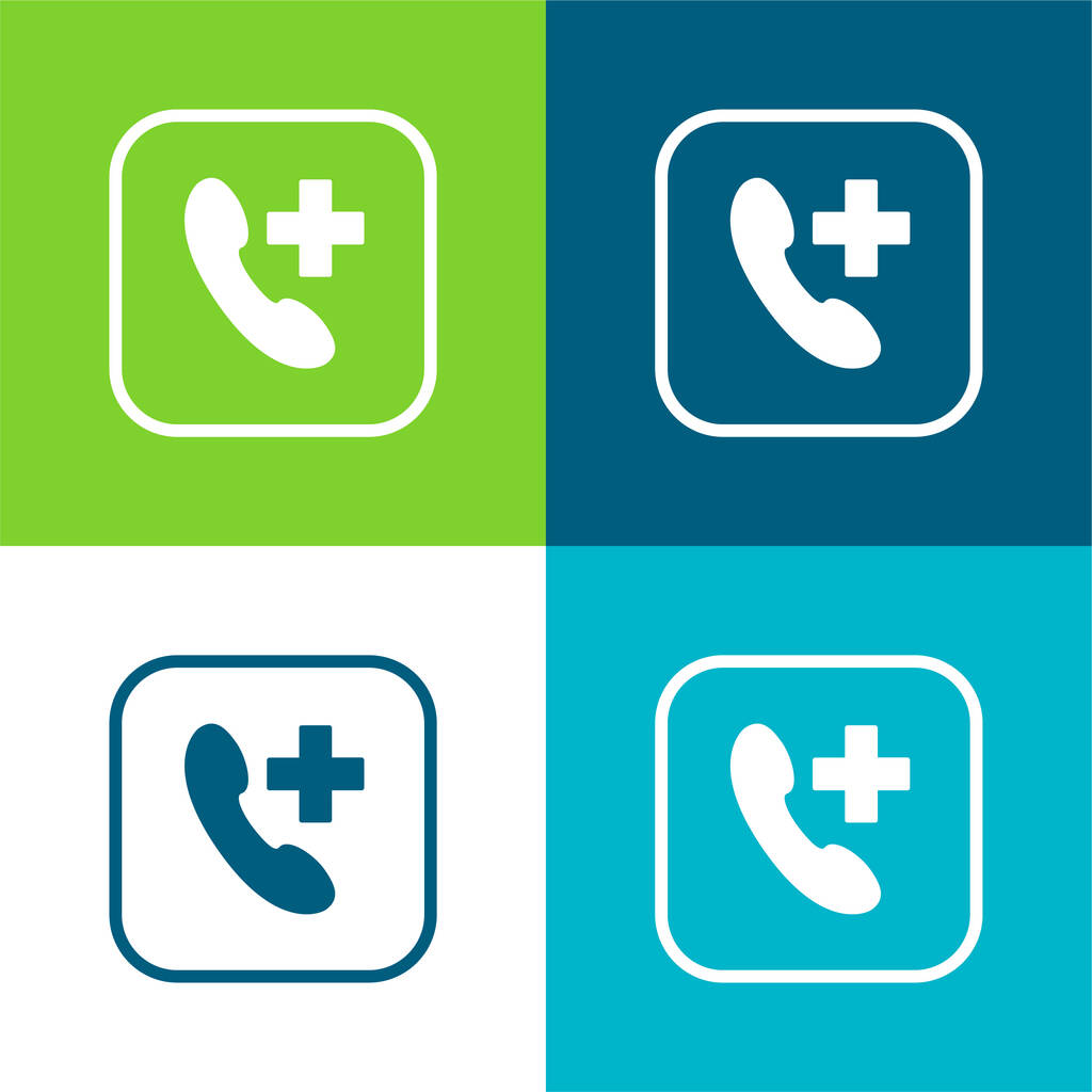 Aggiungi set di icone minimali a quattro colori Call Flat - Vettoriali, immagini