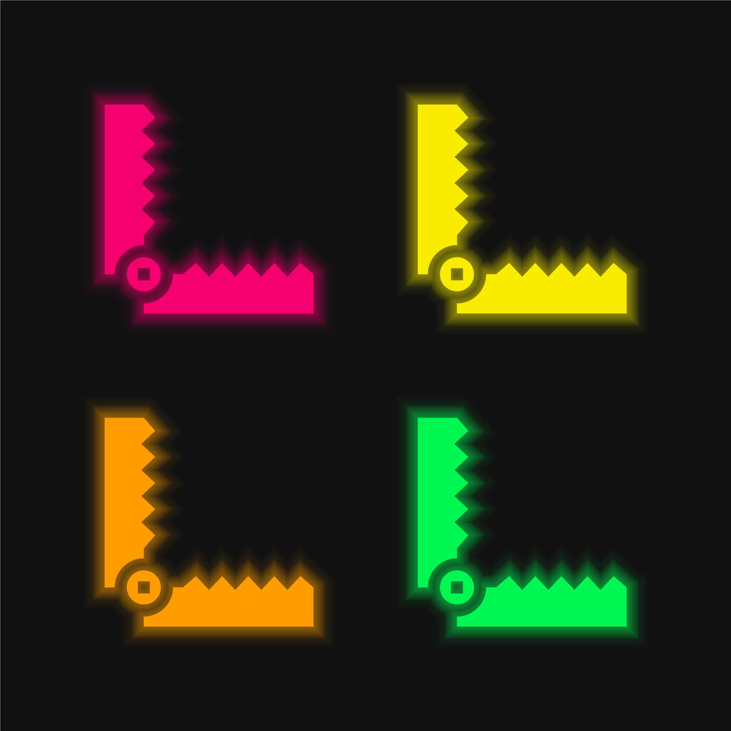 Bear Trap nelivärinen hehkuva neon vektori kuvake - Vektori, kuva