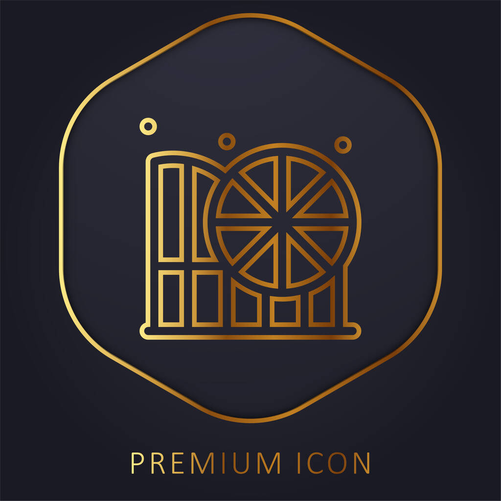 Logotipo o icono premium de la línea dorada de Amusement Park - Vector, imagen