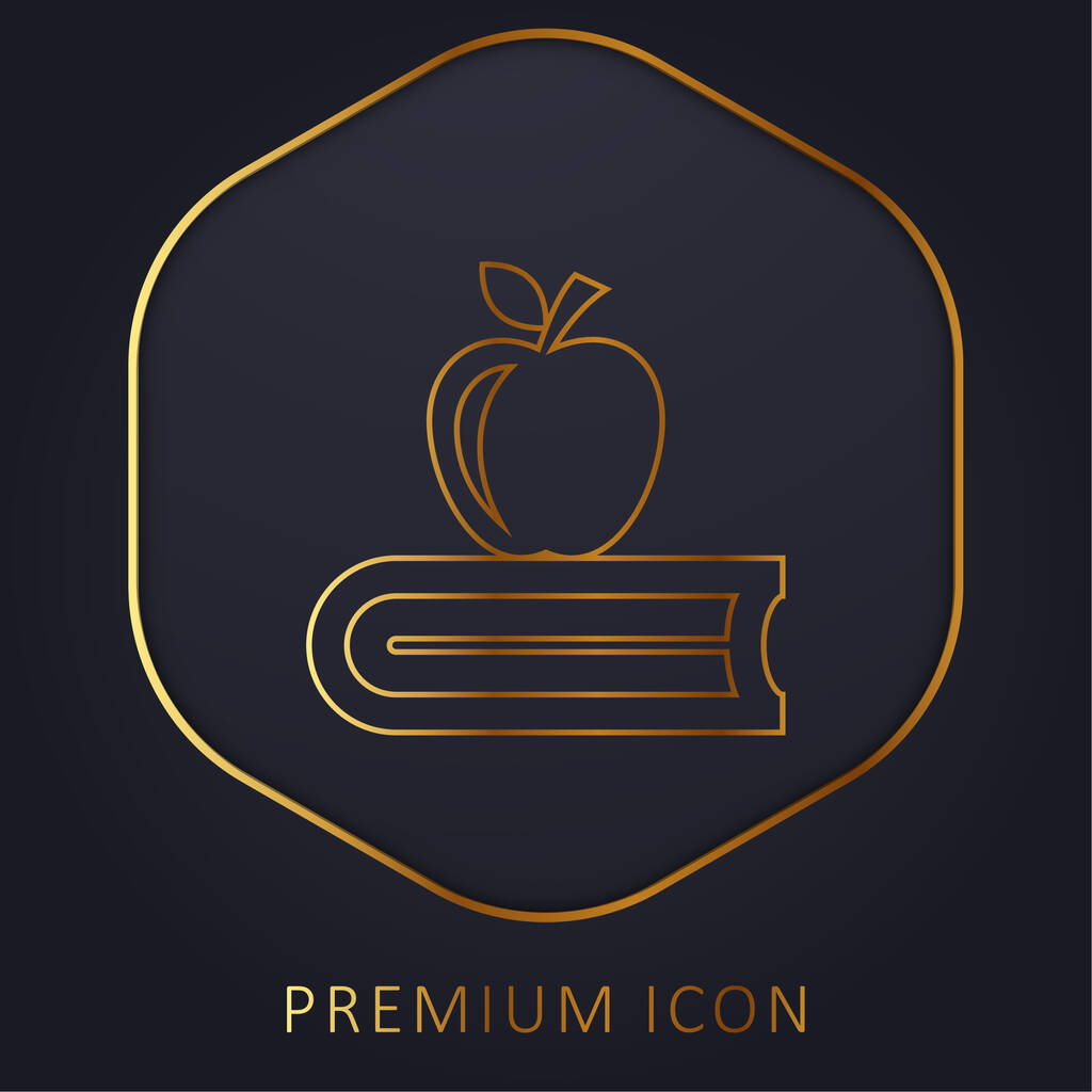 Book With Apple golden line premium logo or icon - Vector, Image