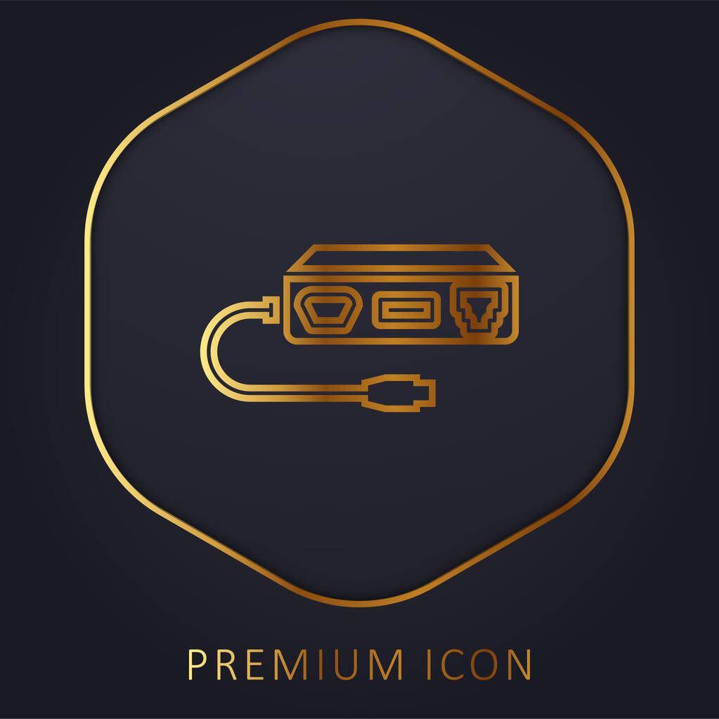 Adapter złotej linii logo premium lub ikona - Wektor, obraz