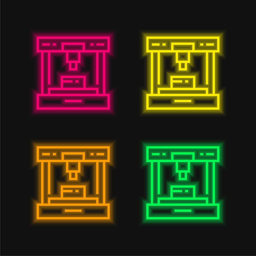3D-Drucker vier Farben leuchtenden Neon-Vektor-Symbol - Vektor, Bild