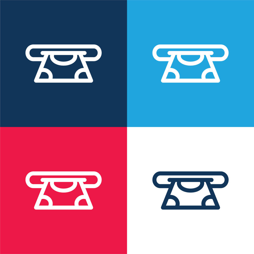 Bancomat blu e rosso quattro colori set icona minima - Vettoriali, immagini