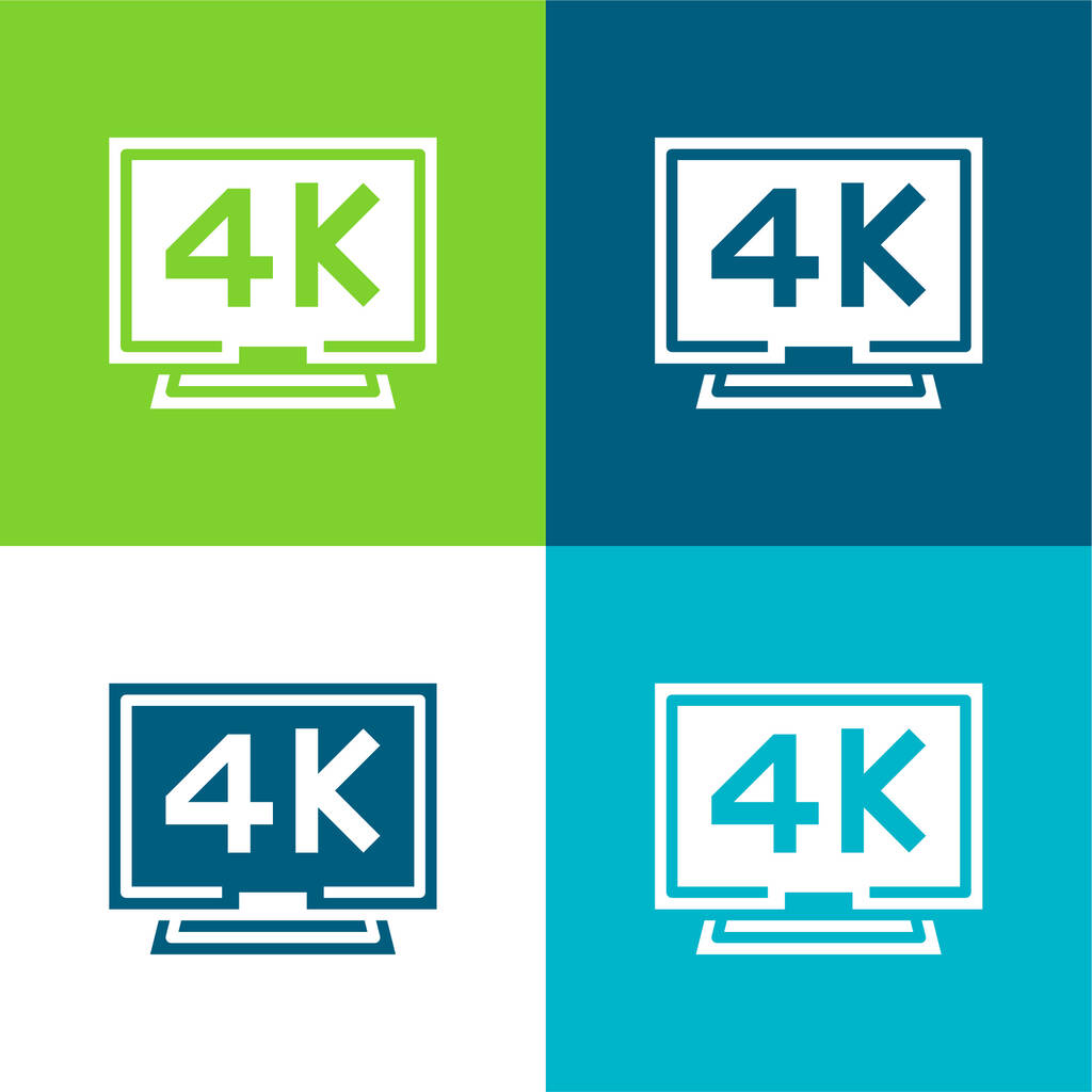 4k Set di icone minime a quattro colori piatti - Vettoriali, immagini