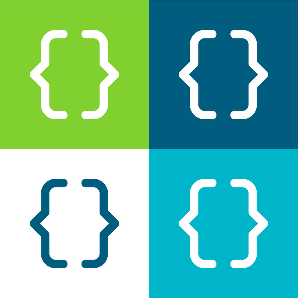 Zárójel Lapos négy szín minimális ikon készlet - Vektor, kép