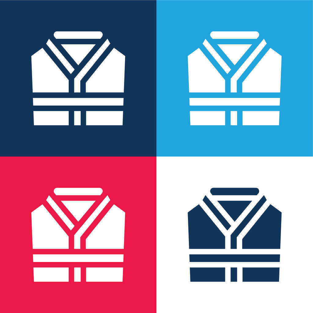 Albornoz azul y rojo de cuatro colores mínimo icono conjunto - Vector, imagen