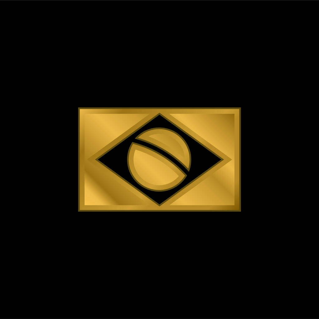 Бразилія Золотий прапор покритий металевою іконою або вектором логотипу - Вектор, зображення