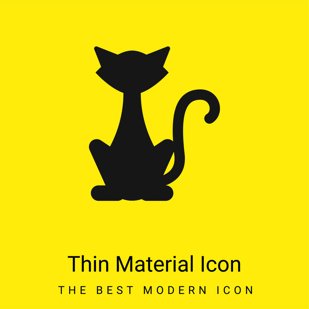 Gato negro mínimo icono de material amarillo brillante - Vector, imagen