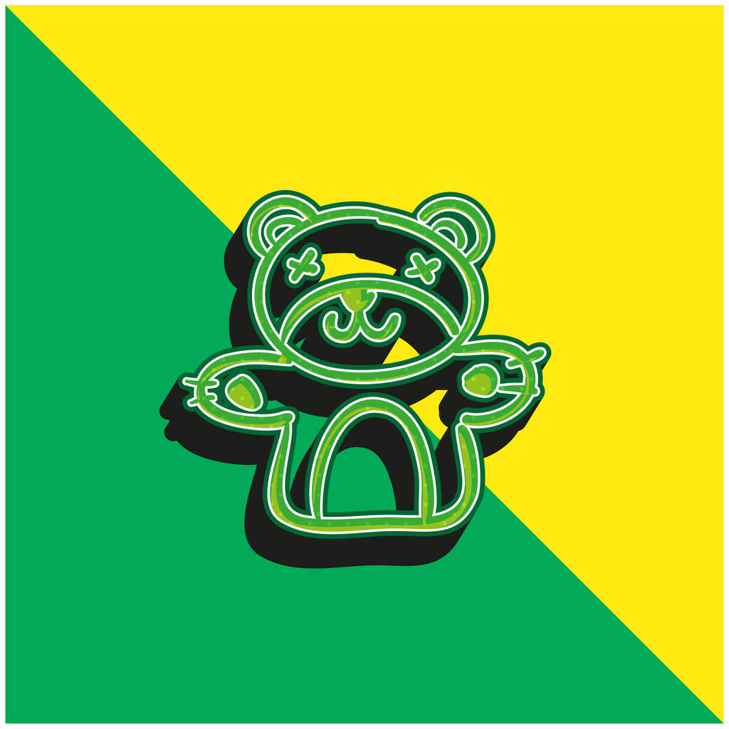 Bear Toy Grünes und gelbes modernes 3D-Vektorsymbol-Logo - Vektor, Bild