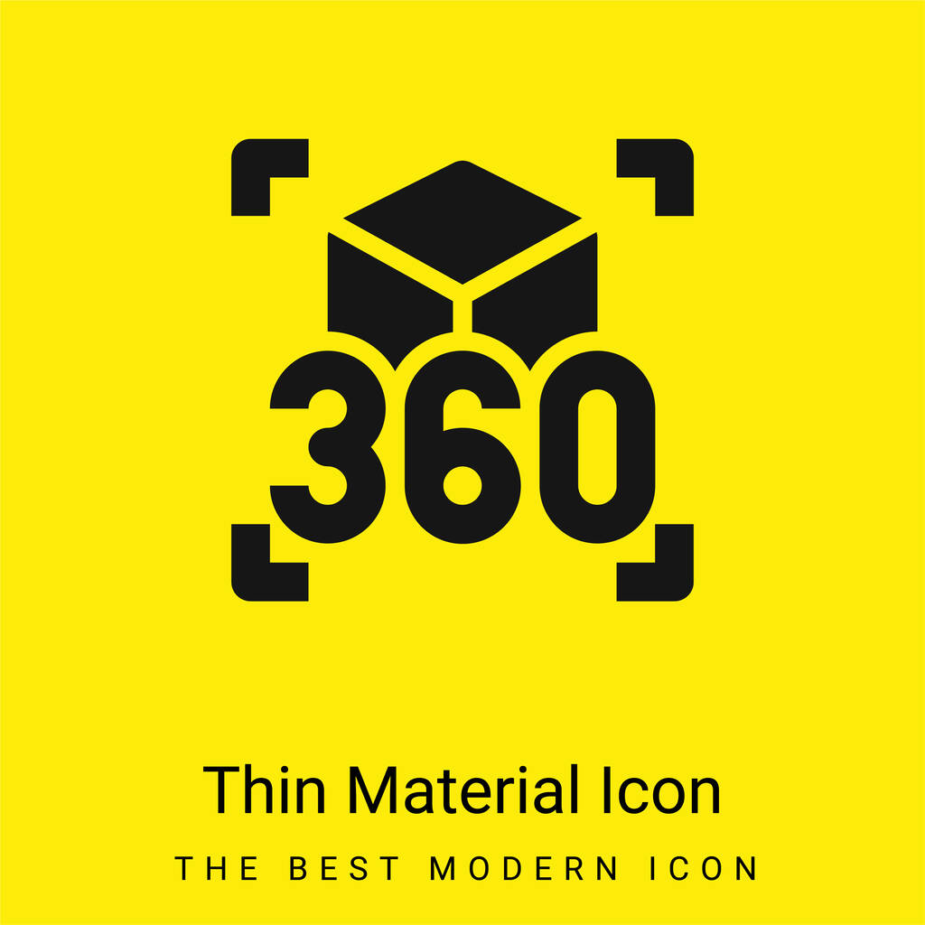 360 Degrees minimal bright yellow material icon - Vector, Image