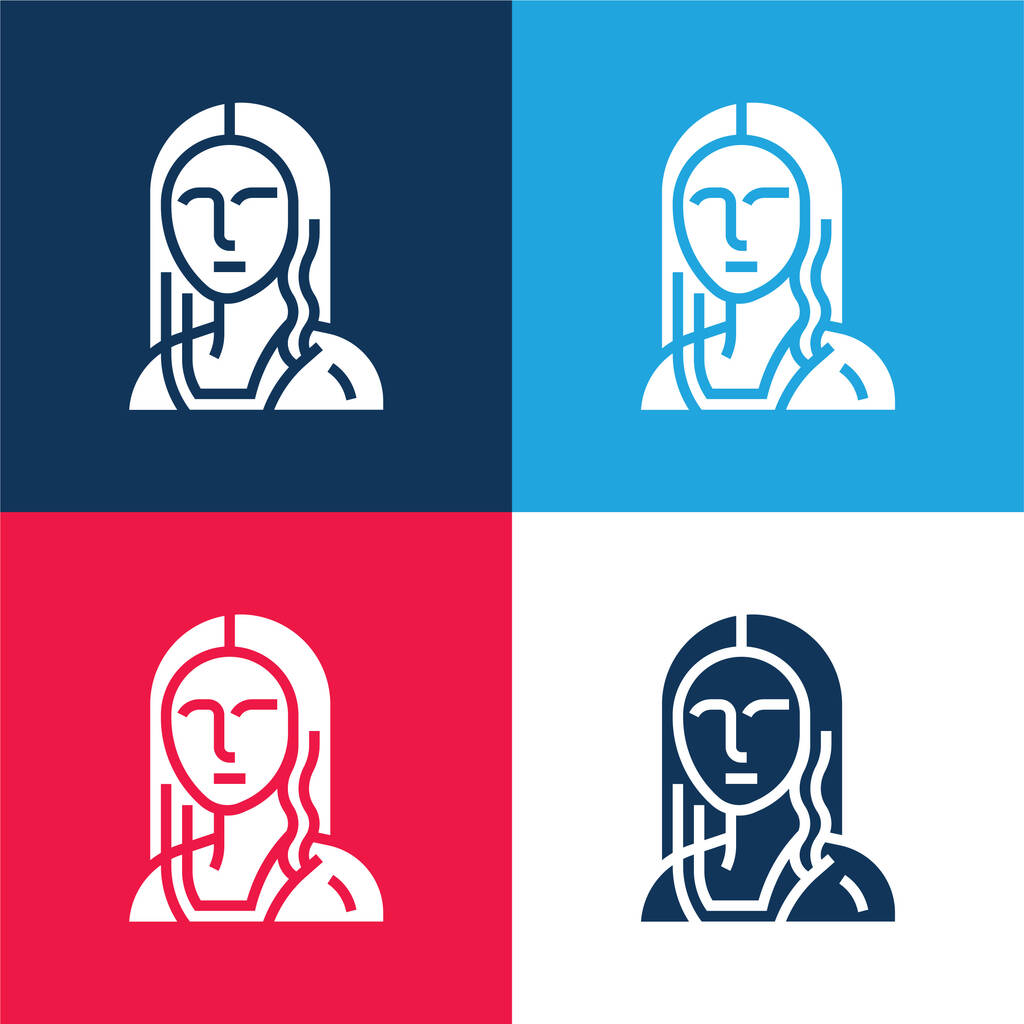 Art blu e rosso quattro colori set icona minimale - Vettoriali, immagini