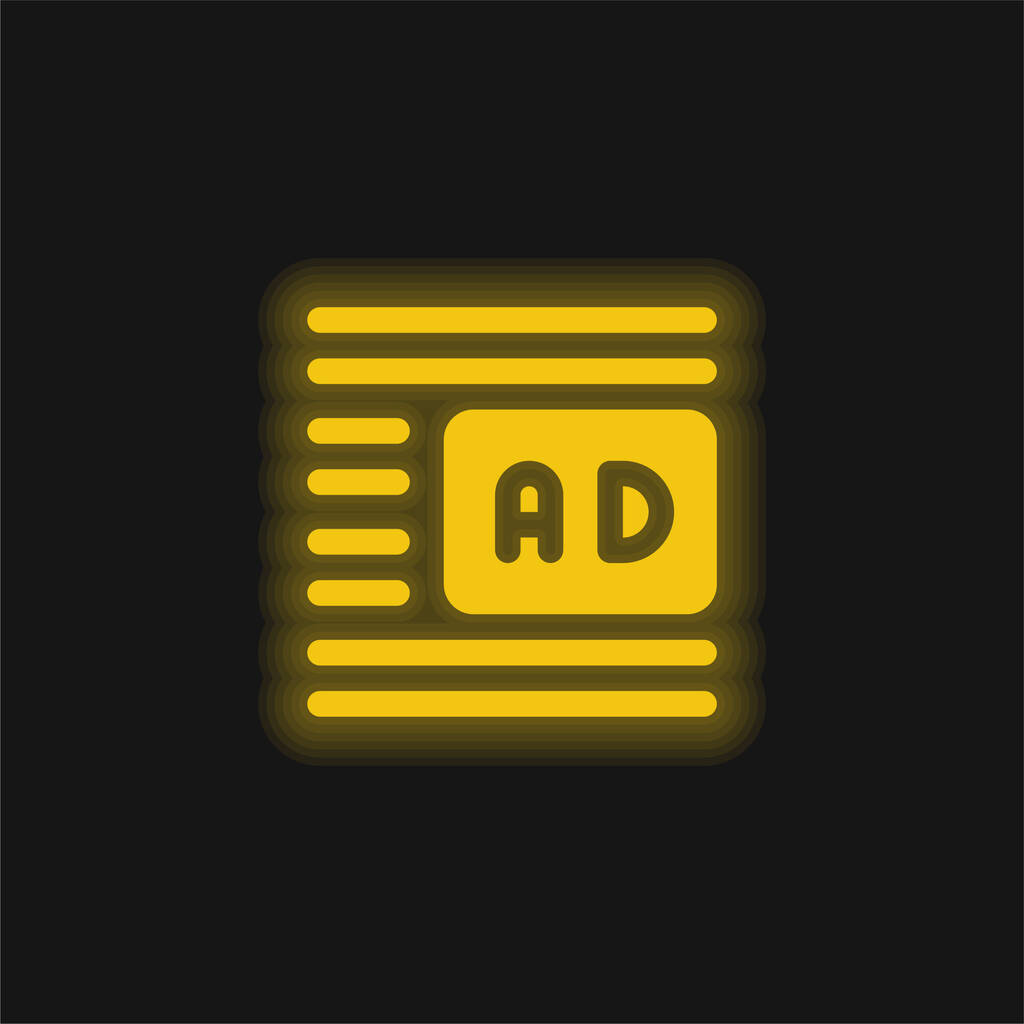 Hirdess sárga ragyogó neon ikon - Vektor, kép