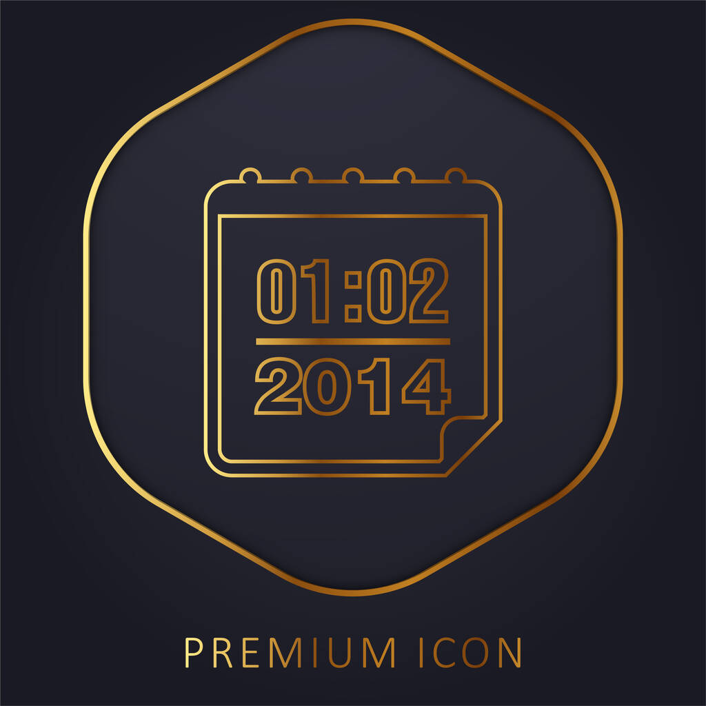 2014 February Calendar Page golden line premium logo or icon - Vector, Image
