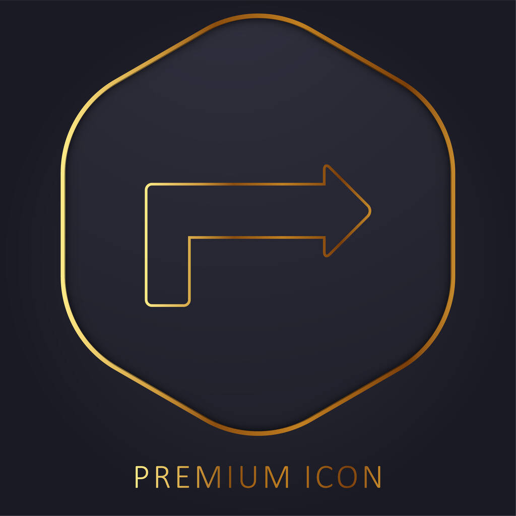 Šipka dlouhý úhel směřující vpravo zlatá čára prémie logo nebo ikona - Vektor, obrázek