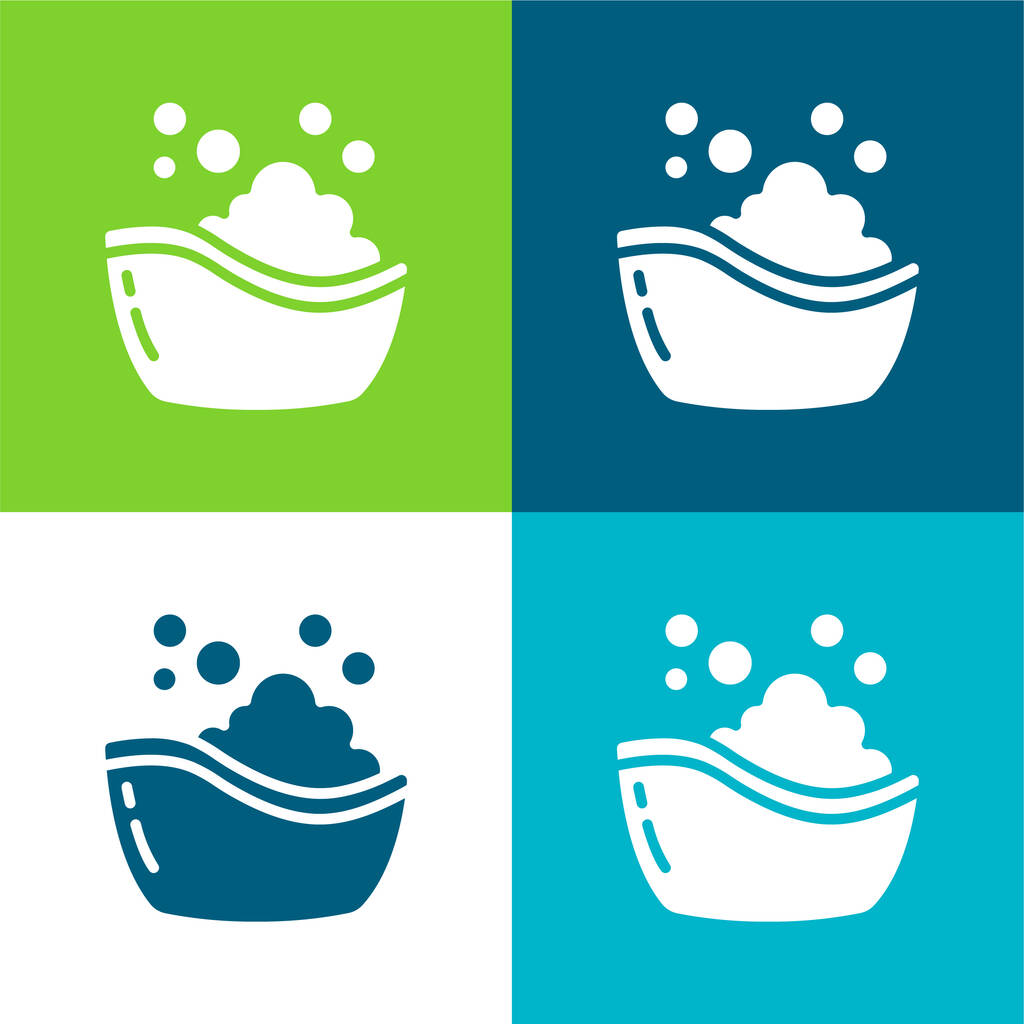 Vasca da bagno per bambini Set di icone minime piatte a quattro colori - Vettoriali, immagini