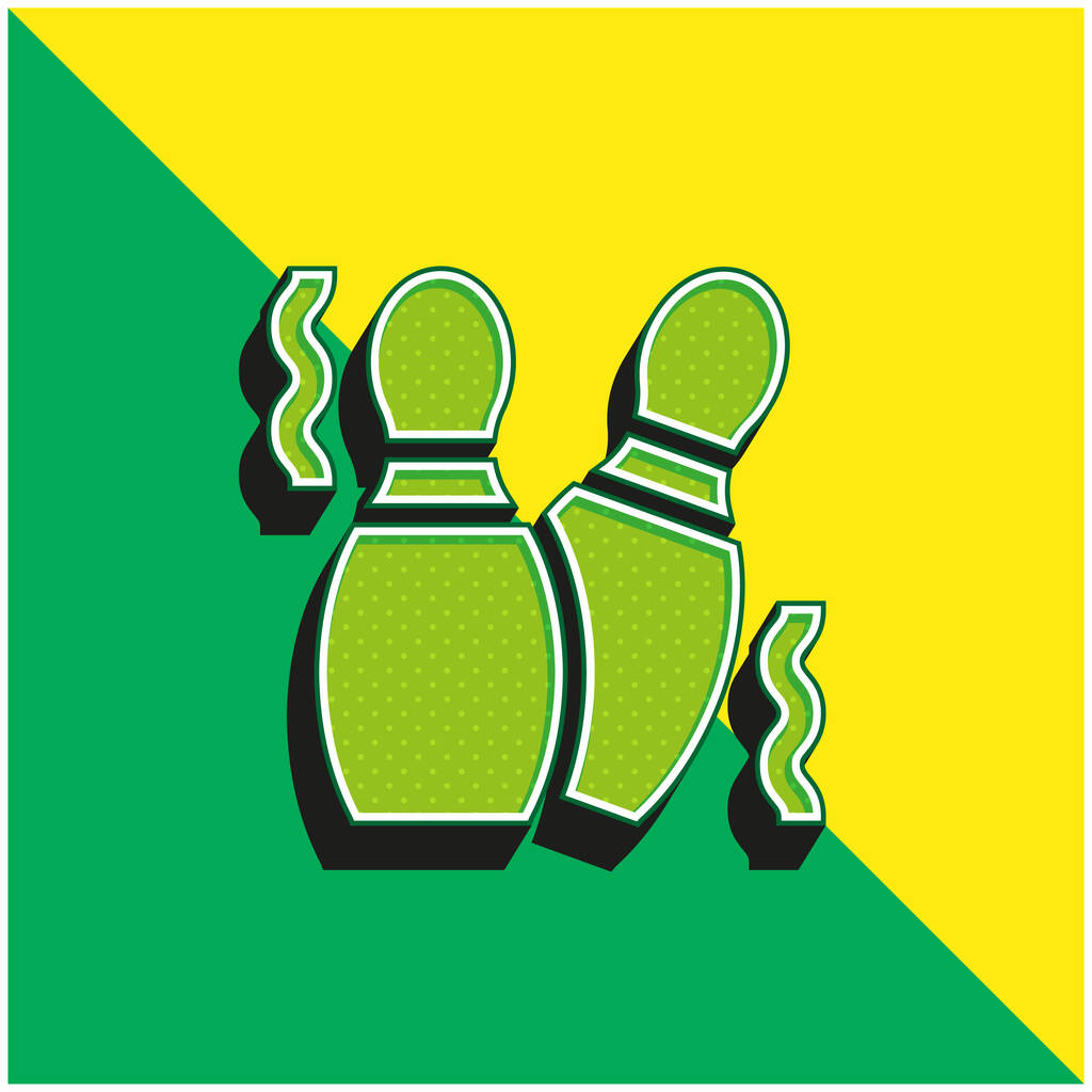 Bowling Pins Groen en geel modern 3D vector icoon logo - Vector, afbeelding