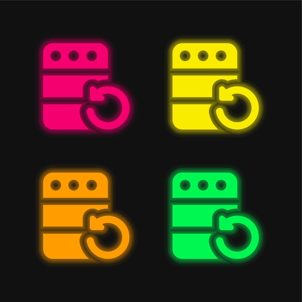 4色の輝くネオンベクトルアイコンのバックアップ - ベクター画像