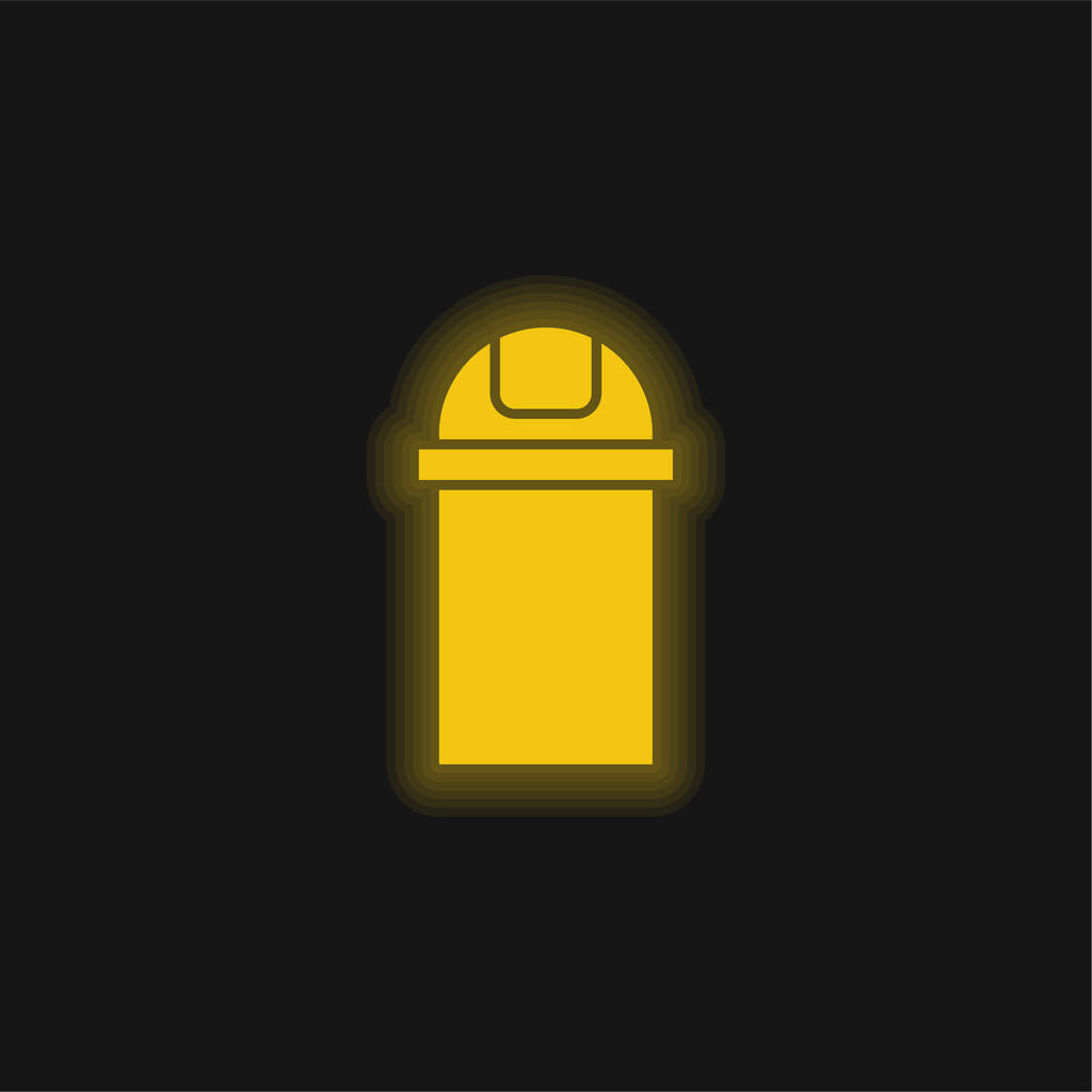 Badezimmer Müllcontainer gelb leuchtende Neon-Symbol - Vektor, Bild