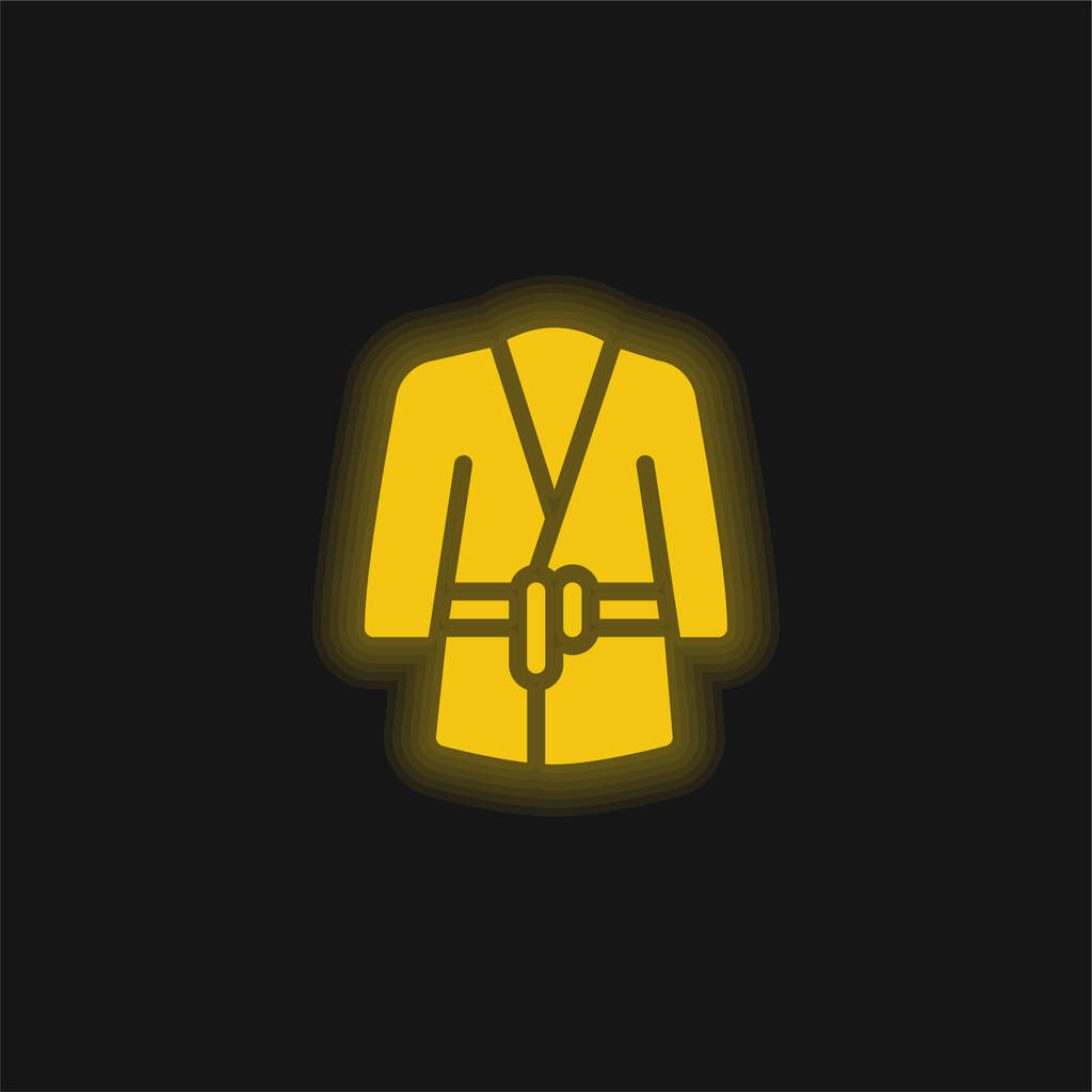 バスローブ黄色の輝くネオンアイコン - ベクター画像