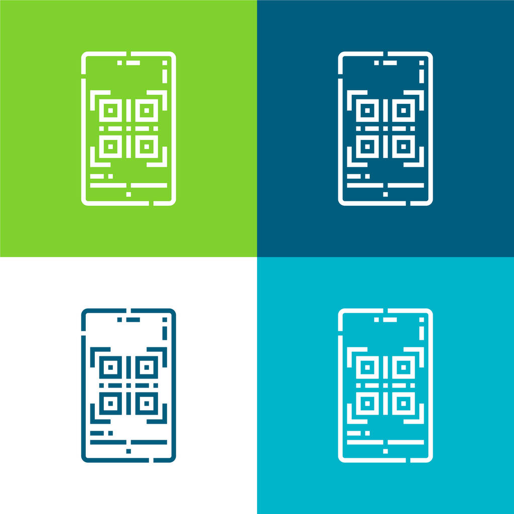 Code à barres Ensemble d'icônes minimal plat à quatre couleurs - Vecteur, image