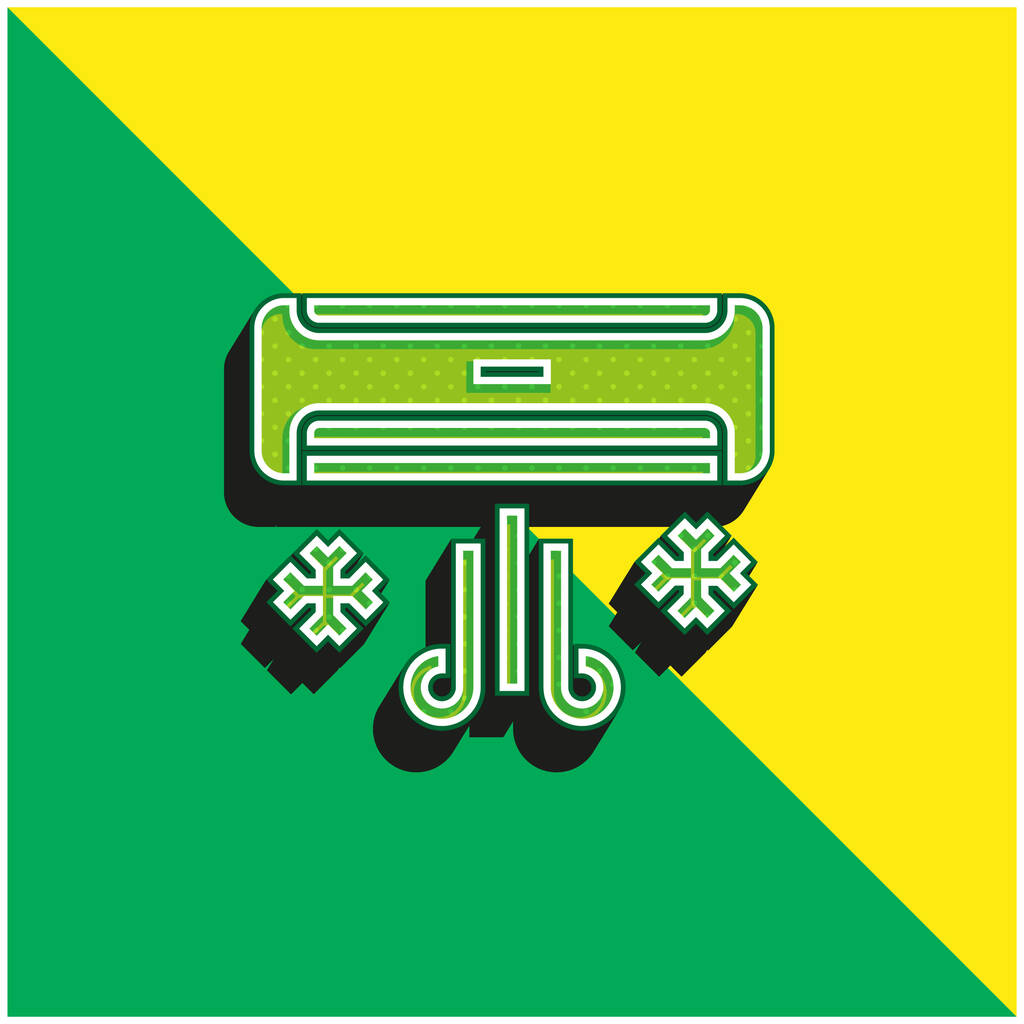 Climatiseur Vert et jaune icône vectorielle 3d moderne logo - Vecteur, image